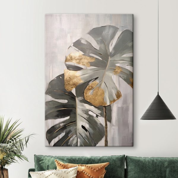Abstraktní monstera s kovovými akcenty Abstraktní monstera s kovovými akcenty