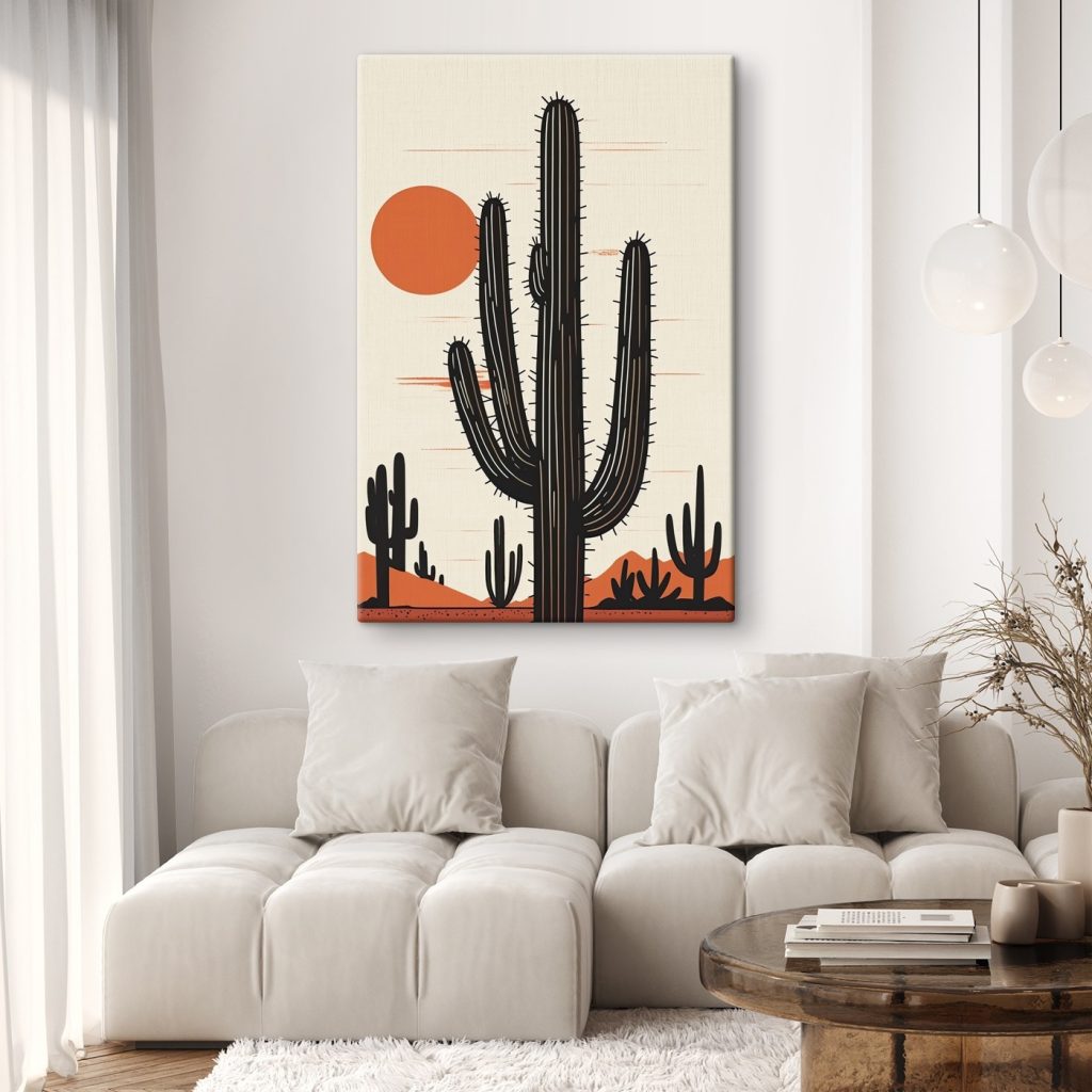 Cactus with a sun in the background Cactus with a sun in the background