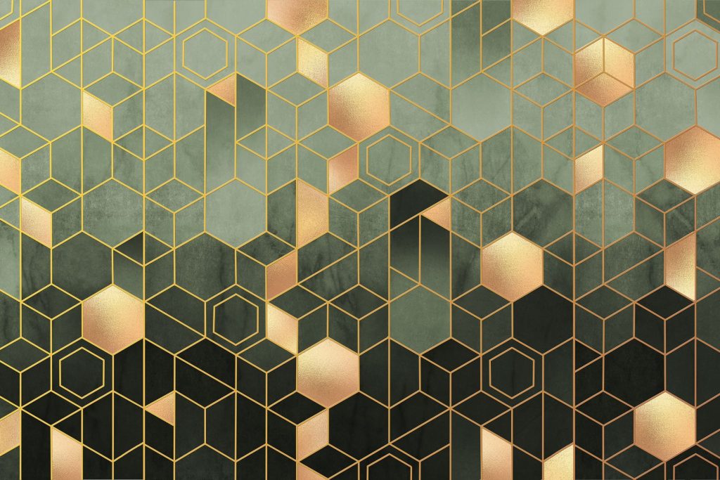 Pattern of hexagons and squares