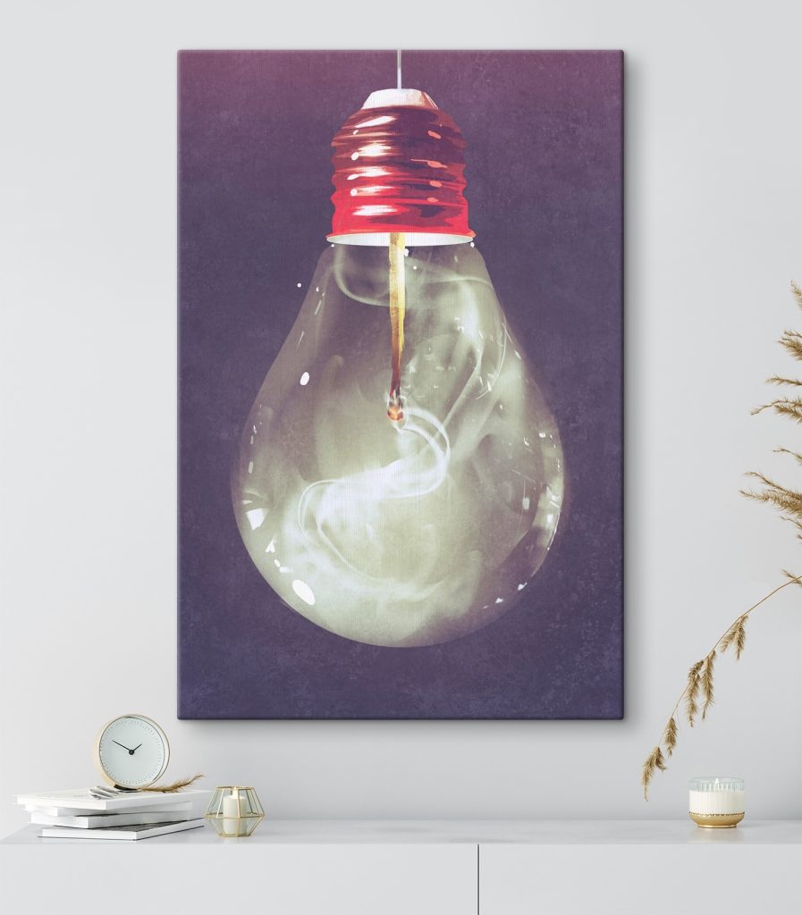 Light bulb with a fire