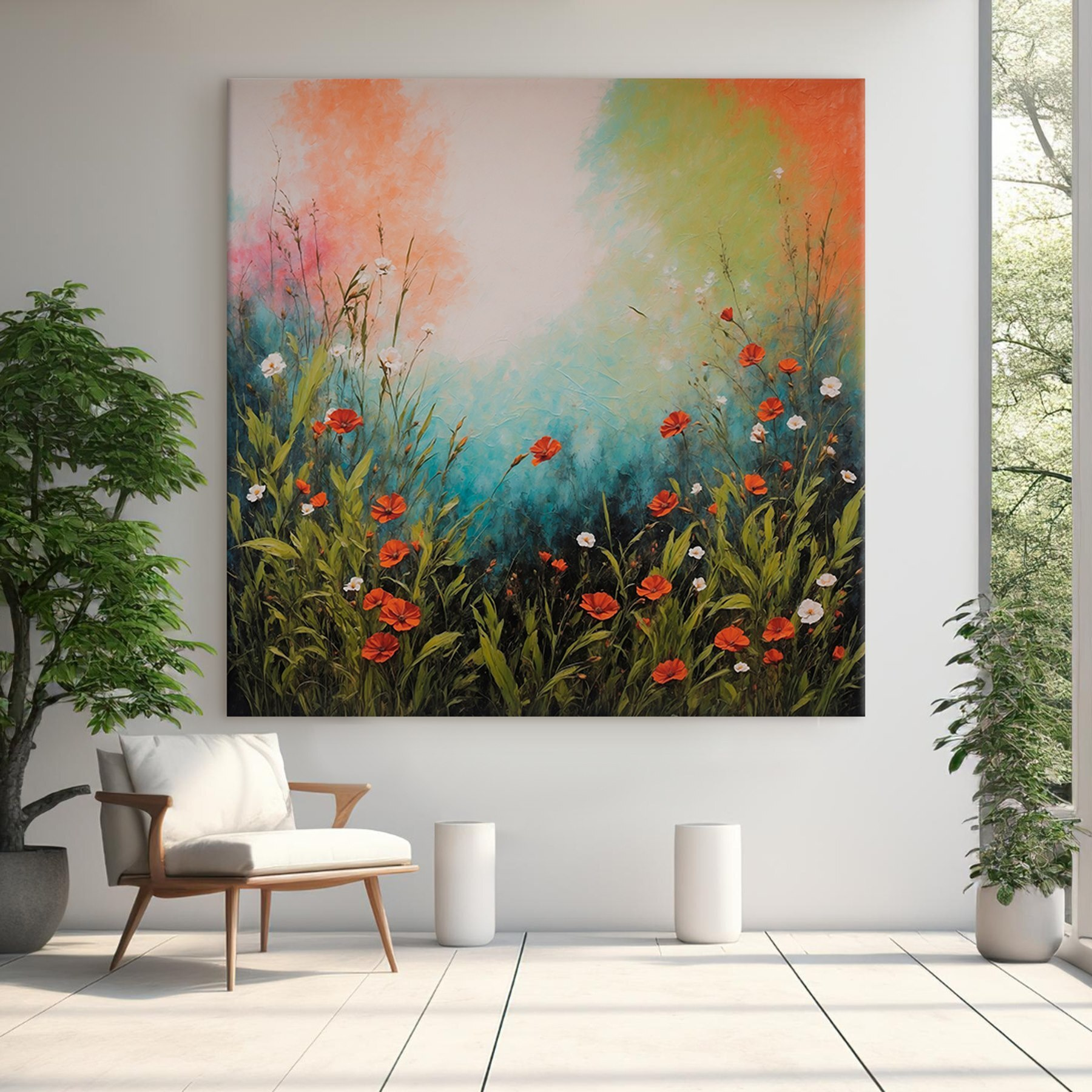 Painting of flowers and grass Painting of flowers and grass