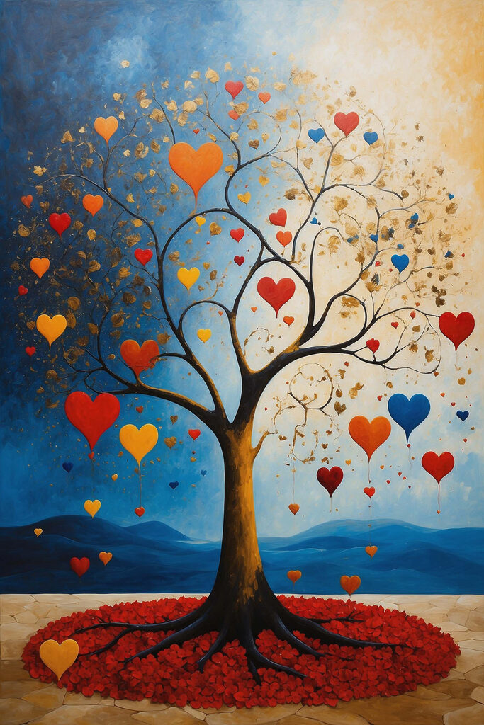 Tree with hearts from it