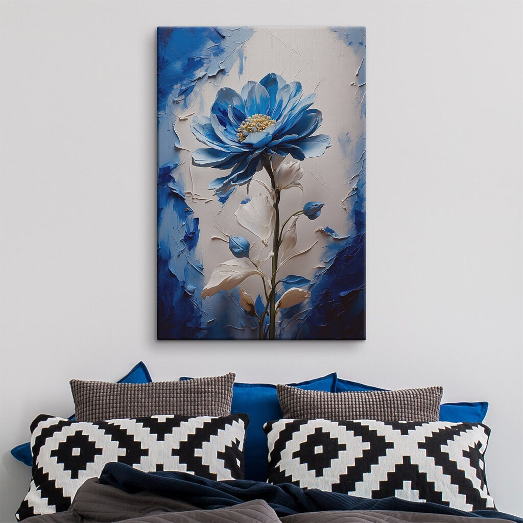 Blue flower with white leaves