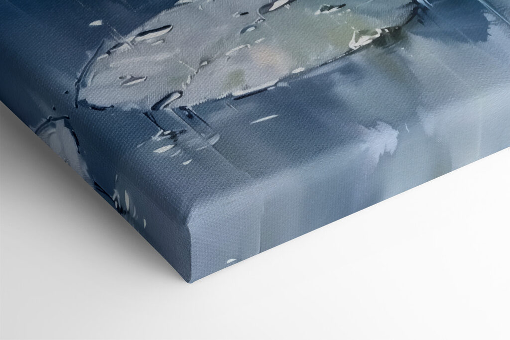 Painting of water lilies and leaves