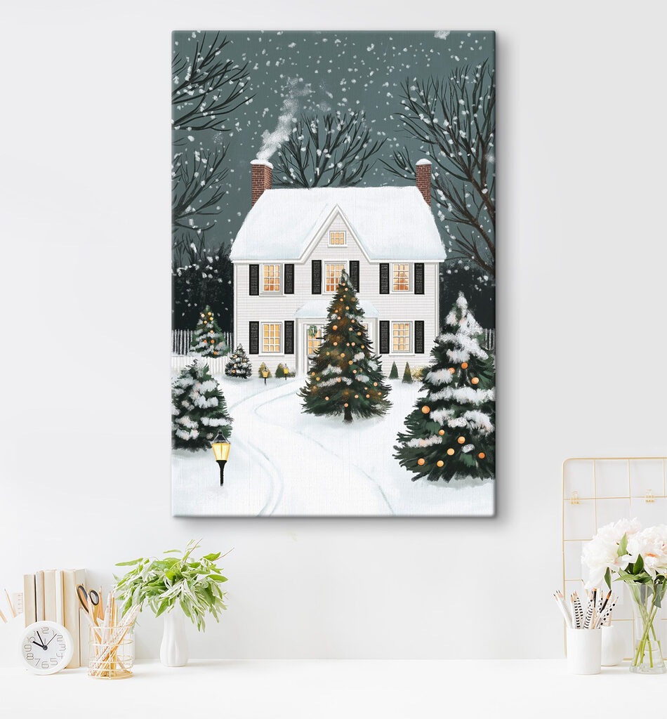 House with trees and snow House with trees and snow