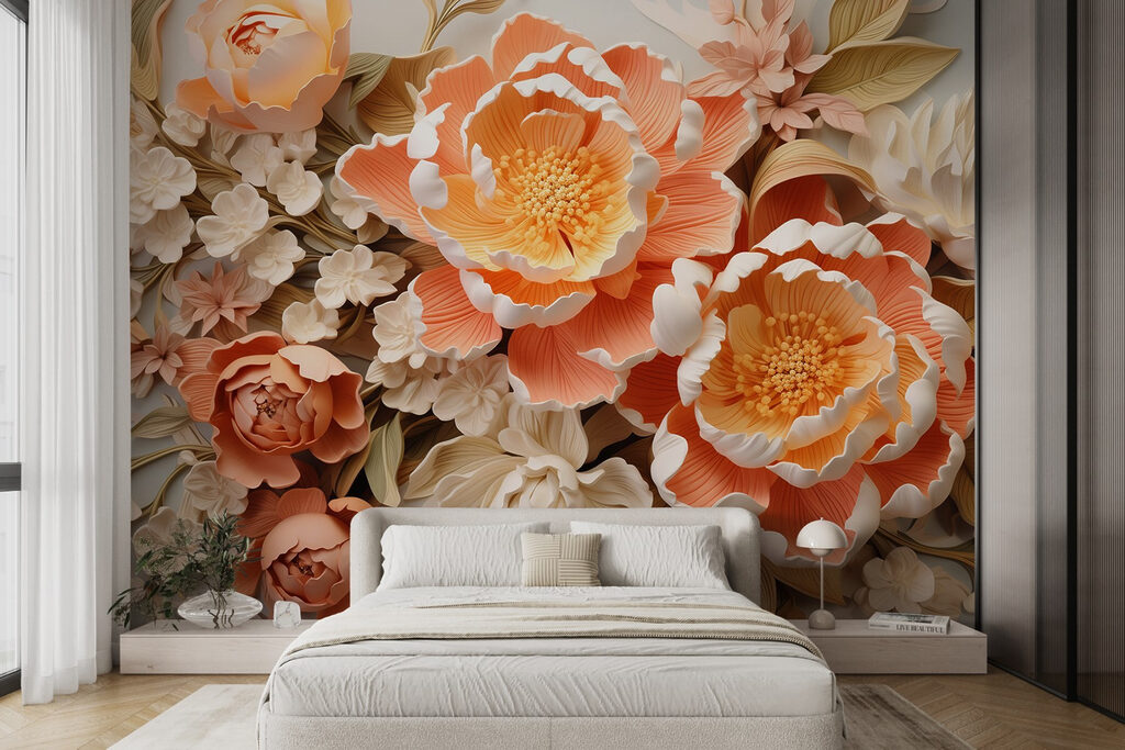 Group of flowers on a white surface