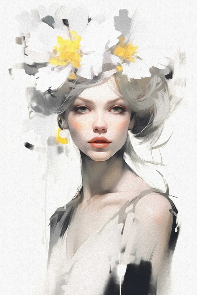 Woman with flowers in her hair Woman with flowers in her hair