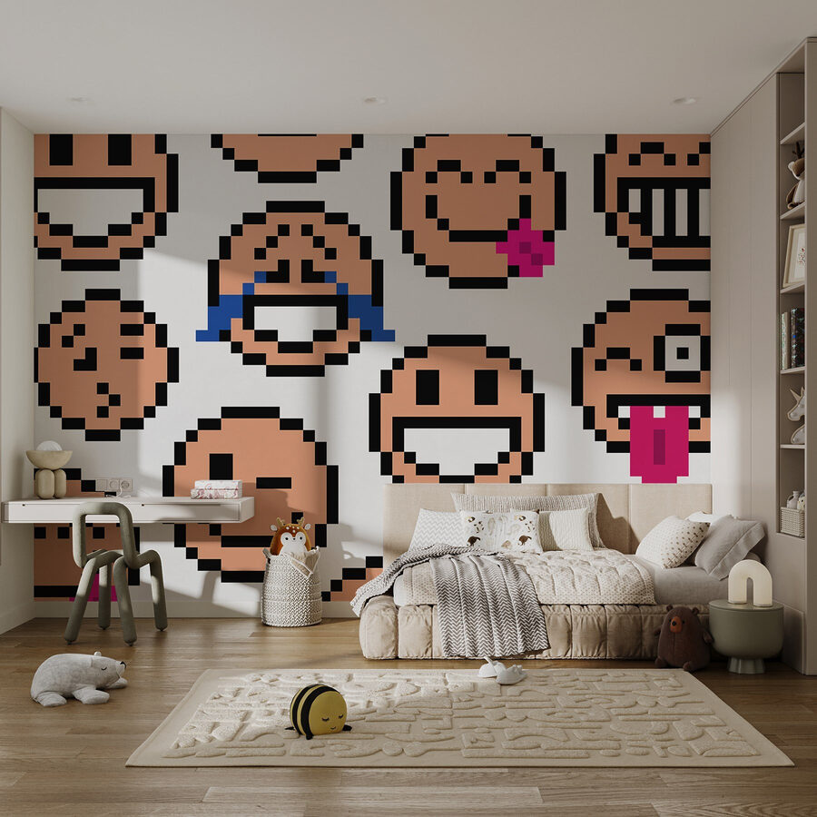 Fototapeta Bezešvý vzor smajlíků - Image 2