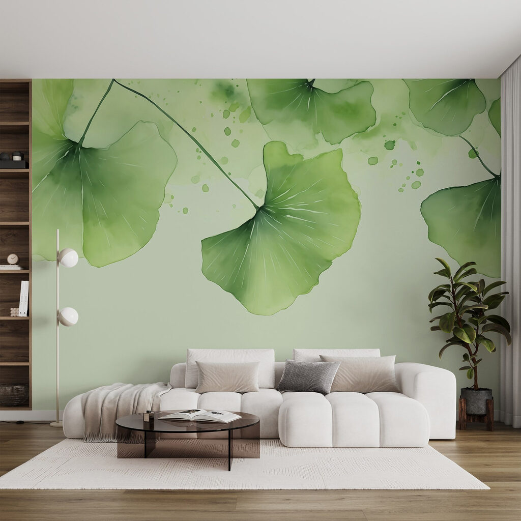 Elegant green leaves in soft hues