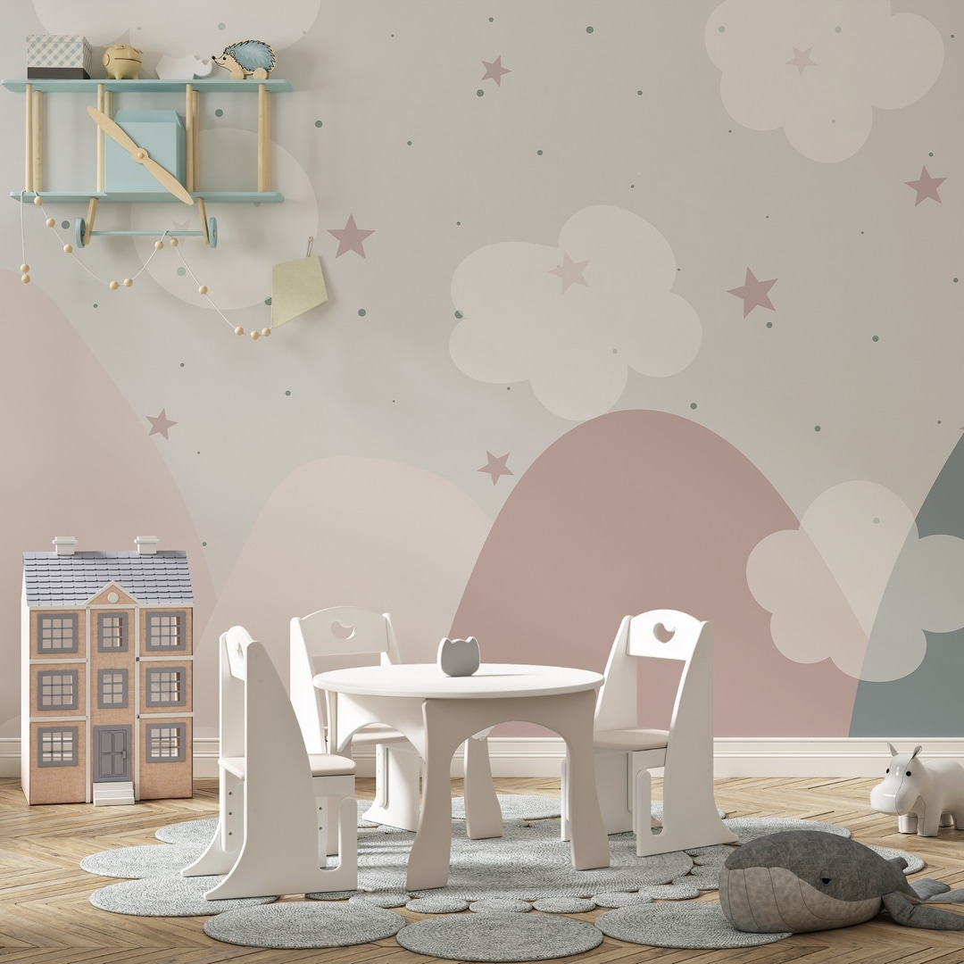 Landscape with clouds and stars