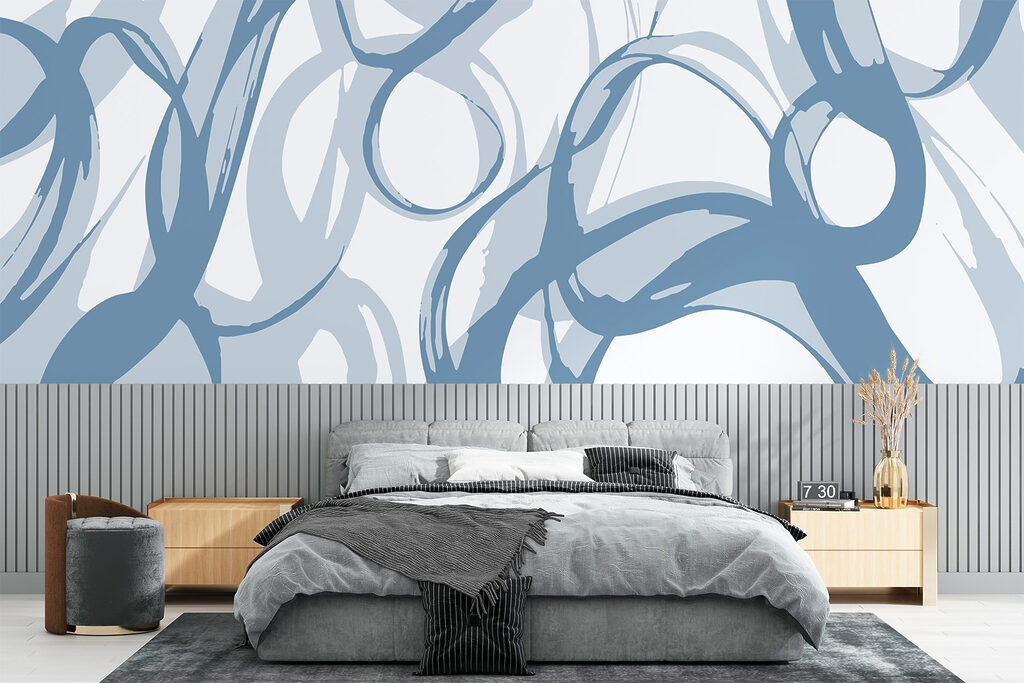Blue and white swirls