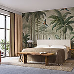 Fototapeta Nástěnná malba ptáků letících nad lesem