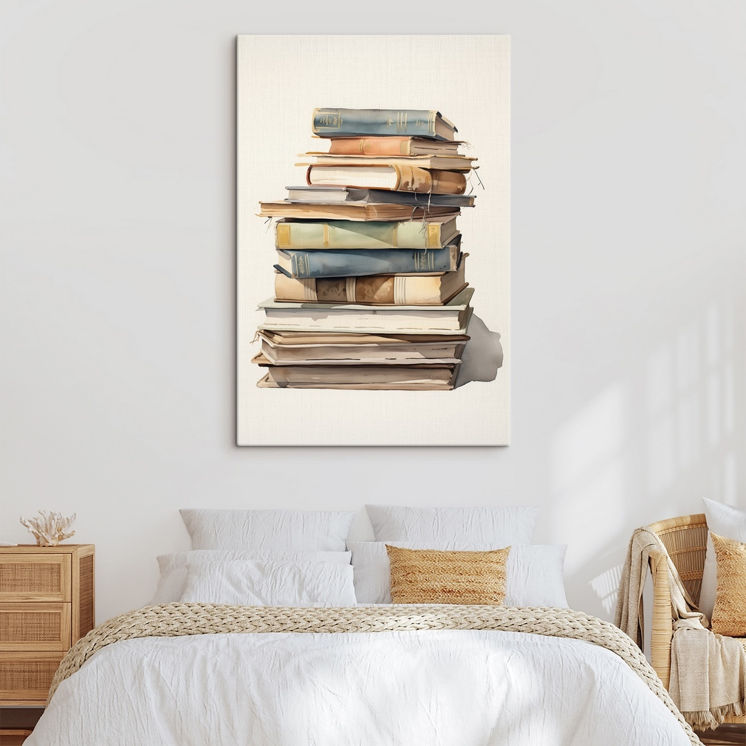 Watercolor of a stack of books