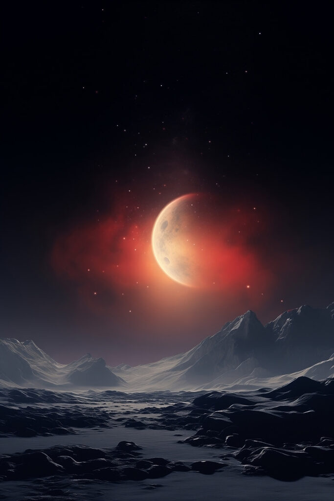 Moon in the sky over mountains Moon in the sky over mountains