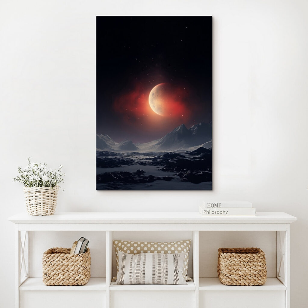 Moon in the sky over mountains Moon in the sky over mountains