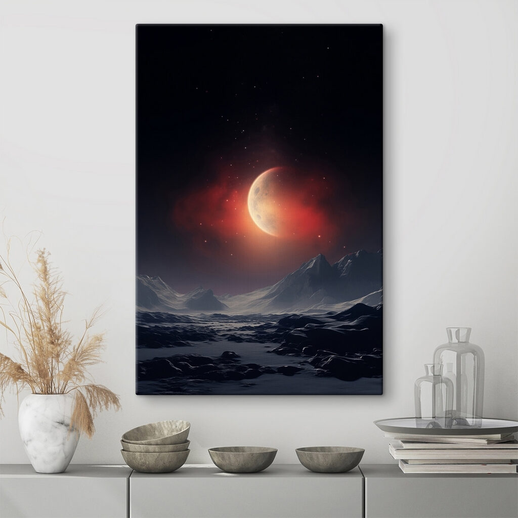 Moon in the sky over mountains Moon in the sky over mountains