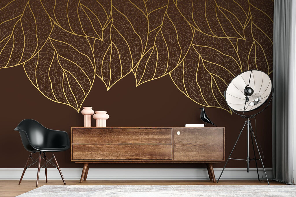 Group of leaves on a brown background Group of leaves on a brown background