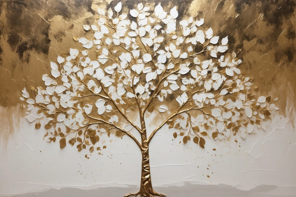 Painting of a tree with white leaves Painting of a tree with white leaves