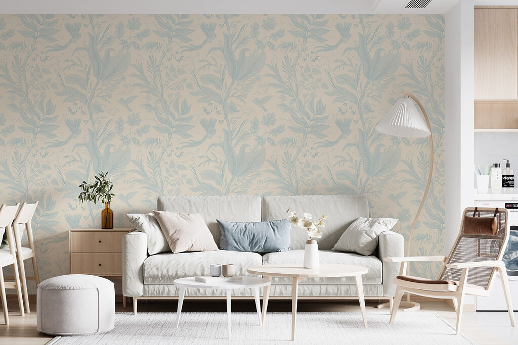 Pattern of flowers and birds