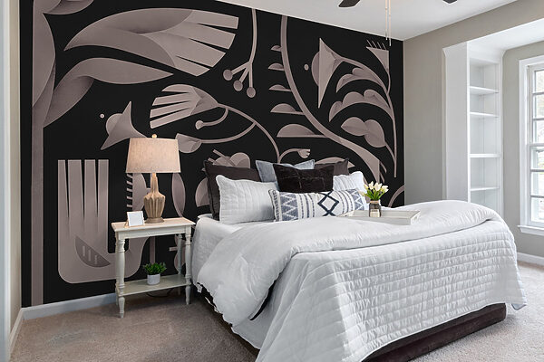 Černobílý květinový design Černobílý květinový design