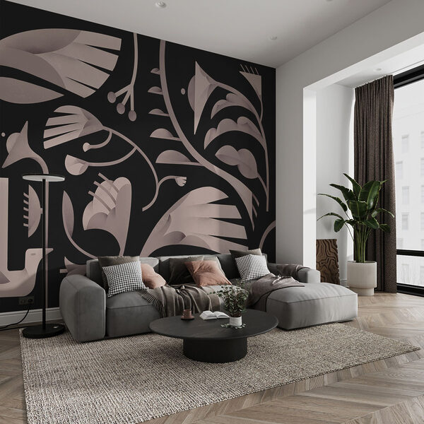 Černobílý květinový design Černobílý květinový design