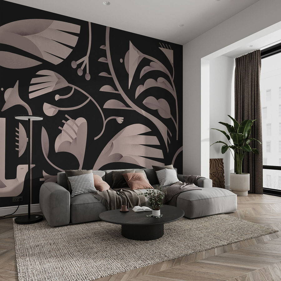 Černobílý květinový design