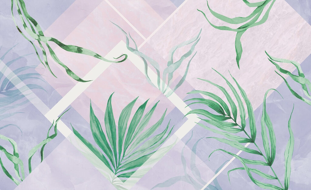 Lush leaves on a pastel background