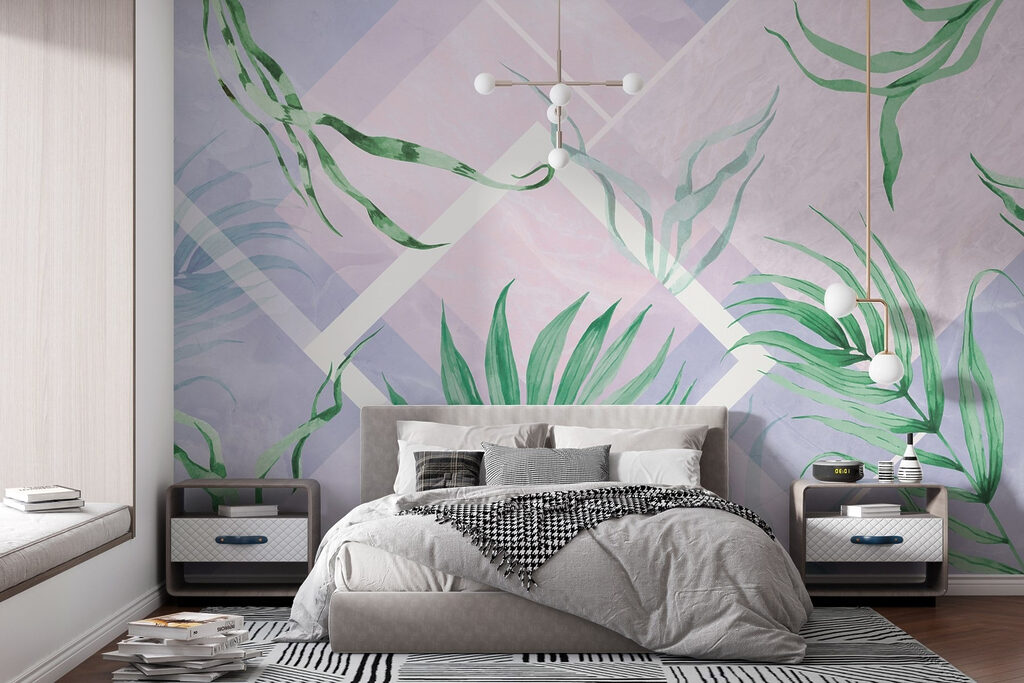 Lush leaves on a pastel background