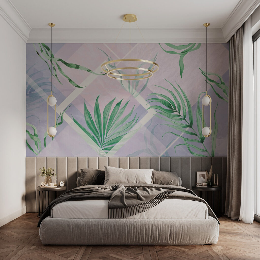 Lush leaves on a pastel background