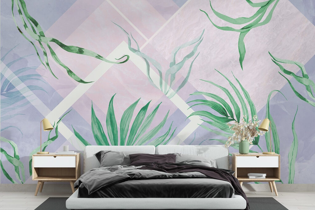 Lush leaves on a pastel background