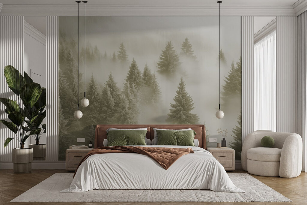 Group of trees in the fog Group of trees in the fog