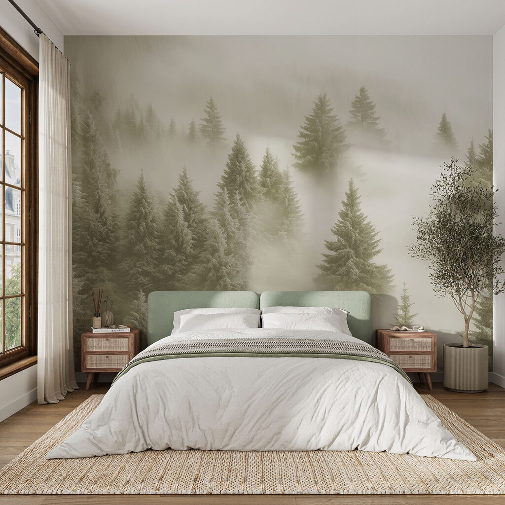 Group of trees in the fog Group of trees in the fog