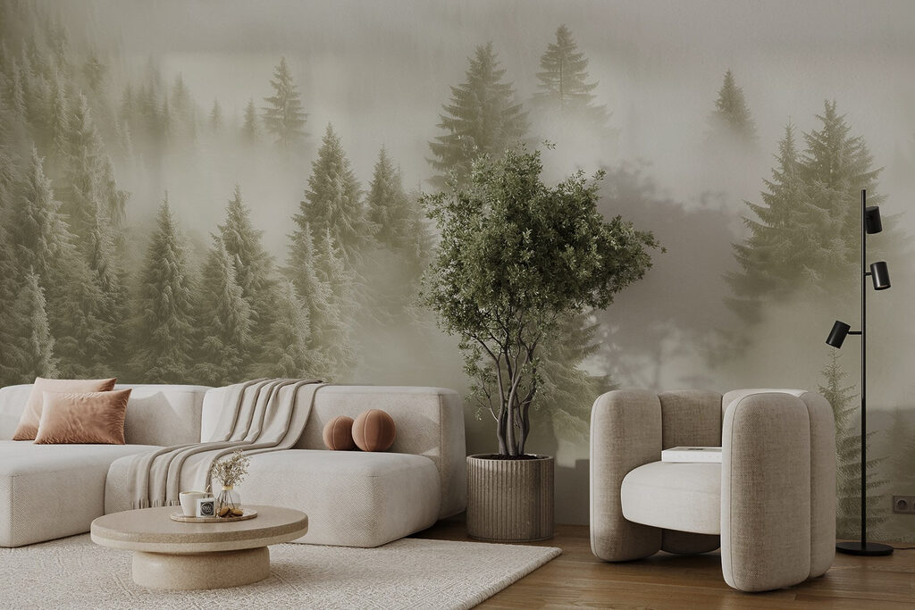 Group of trees in the fog Group of trees in the fog