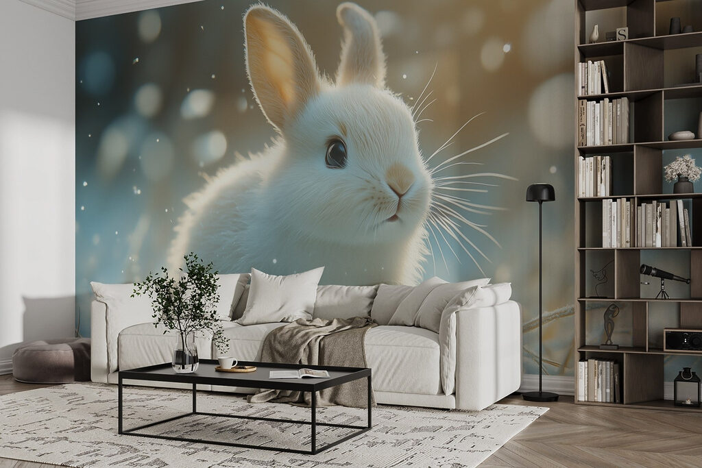 White bunny in the snow