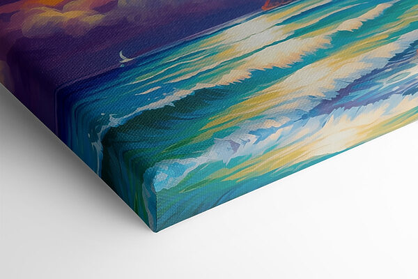 Painting of a beach with palm trees and waves Painting of a beach with palm trees and waves