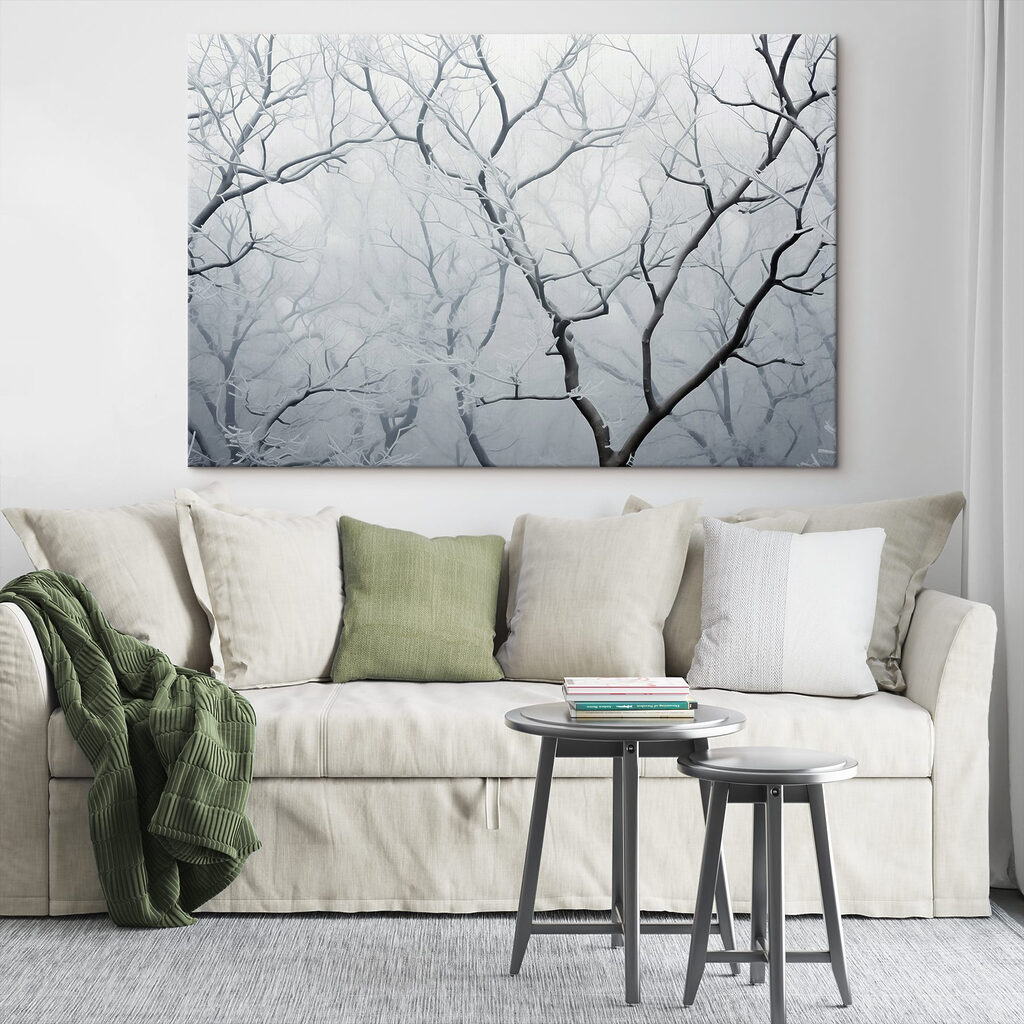 Tree branches with snow on them