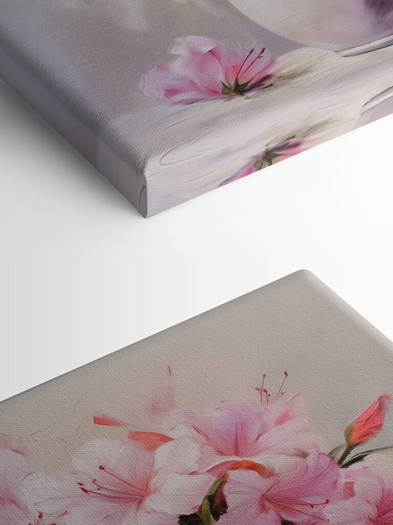 Painting of pink flowers in a vase Painting of pink flowers in a vase