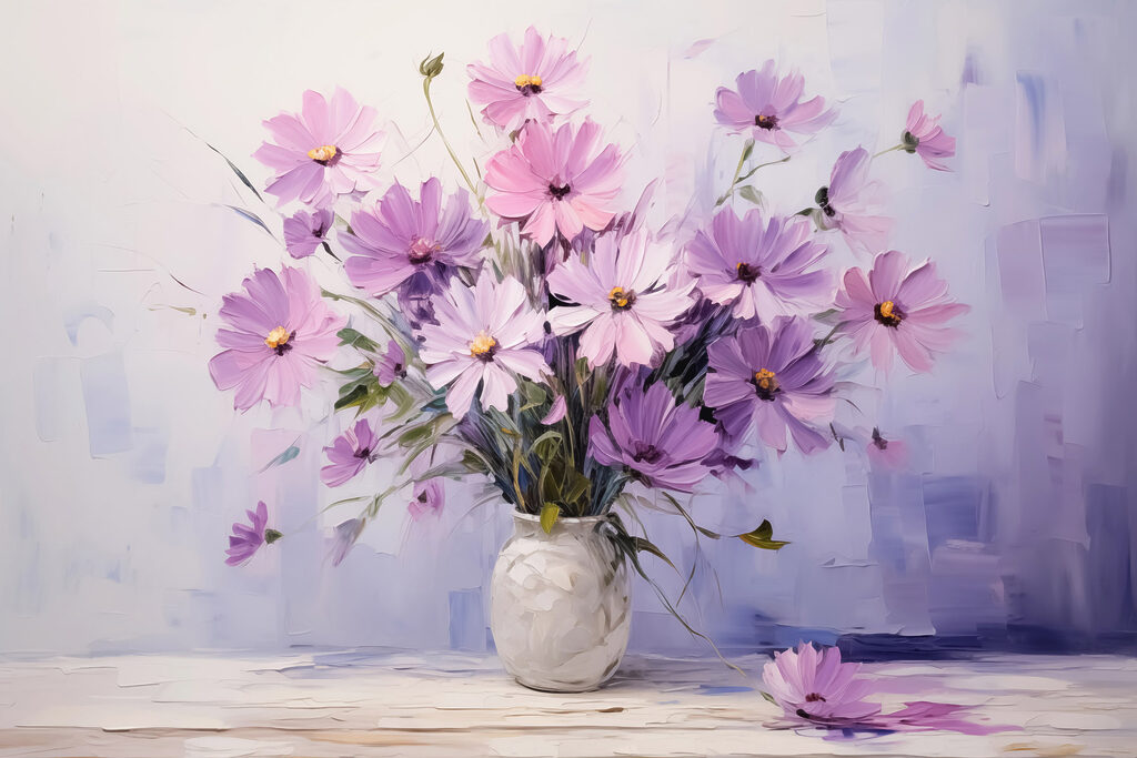 Painting of flowers in a vase