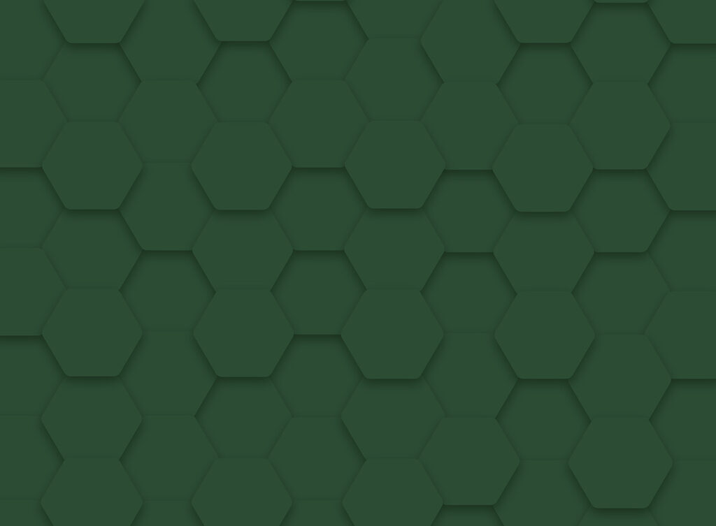 Green hexagons on a surface