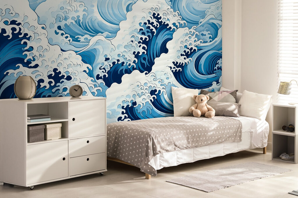 Blue and white wave pattern