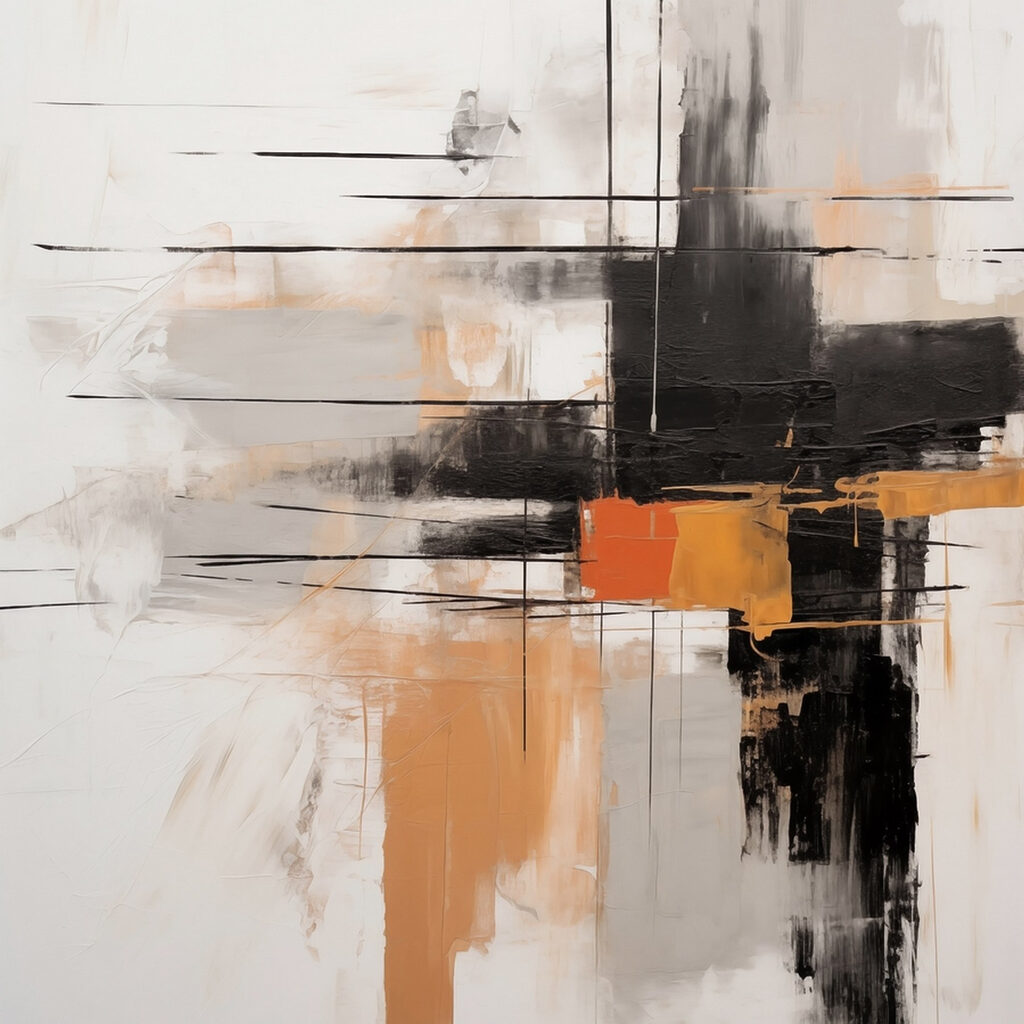 Painting of black and orange paint Painting of black and orange paint