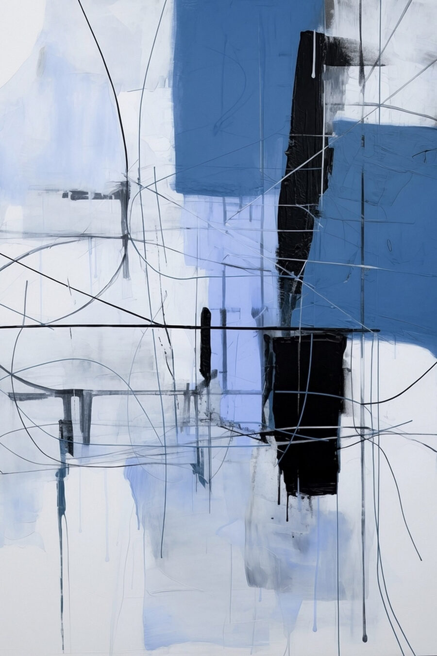 Painting of a blue and black square Painting of a blue and black square