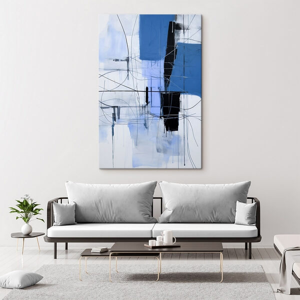 Painting of a blue and black square Painting of a blue and black square