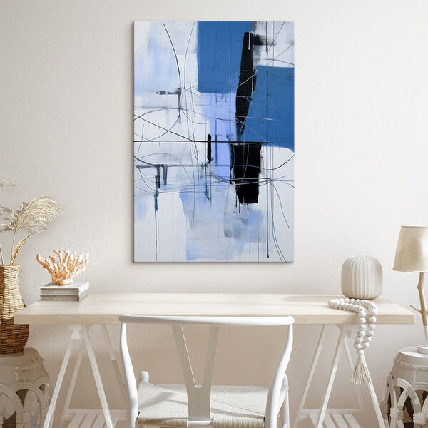 Painting of a blue and black square Painting of a blue and black square