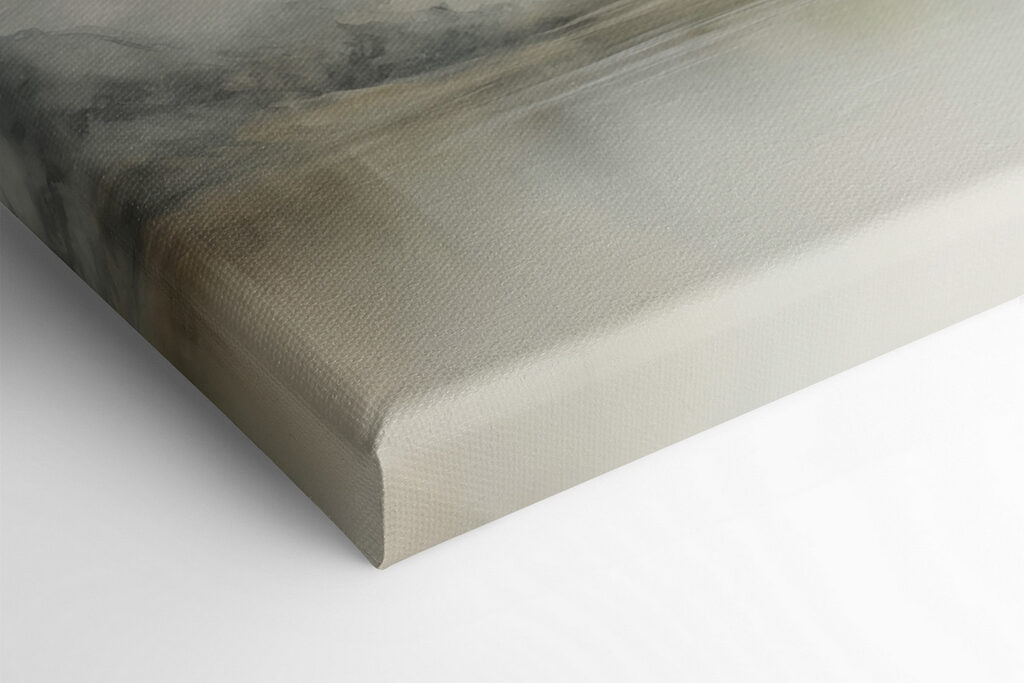 Watercolor of a lake with mountains in the distance