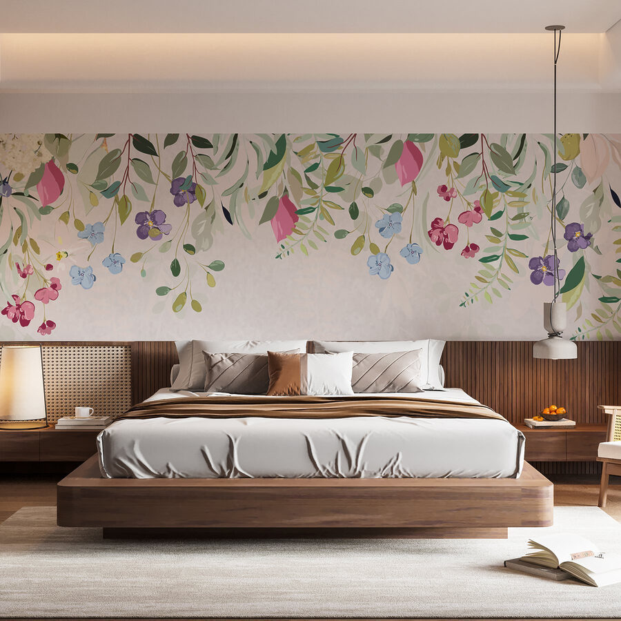 Floral border with flowers and leaves Floral border with flowers and leaves