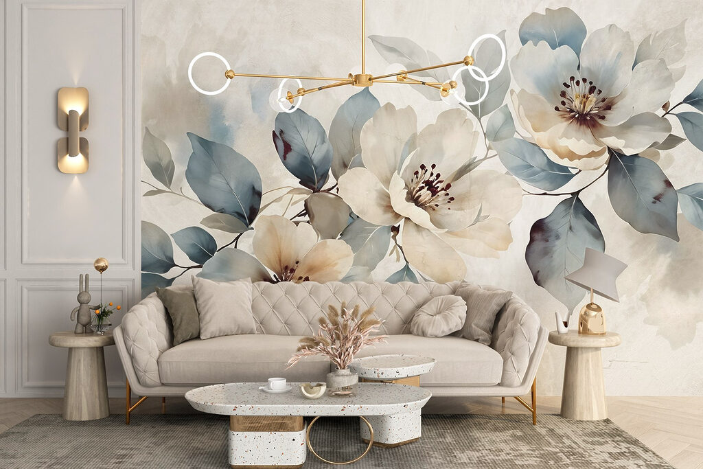 Painting of flowers and leaves