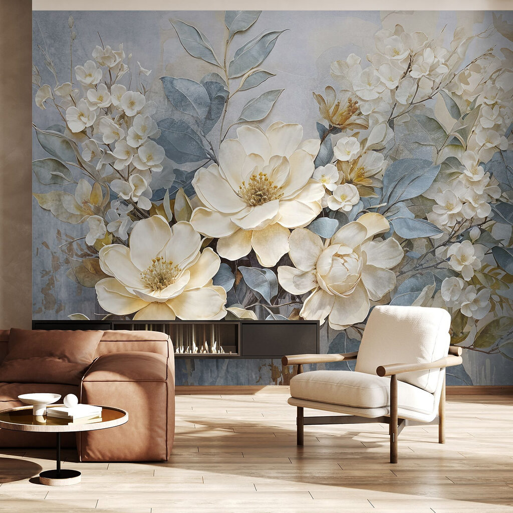 Painting of flowers and leaves