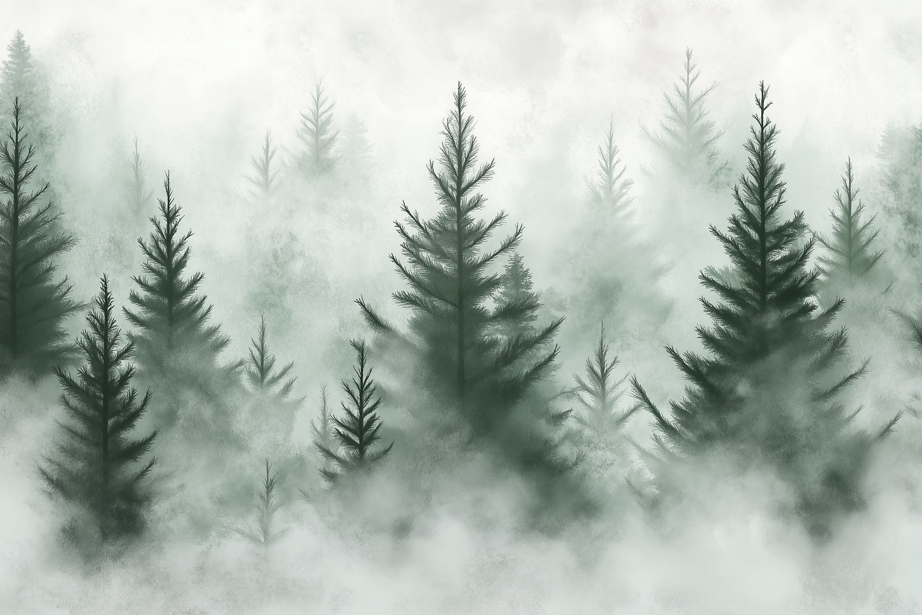 Group of trees in the fog