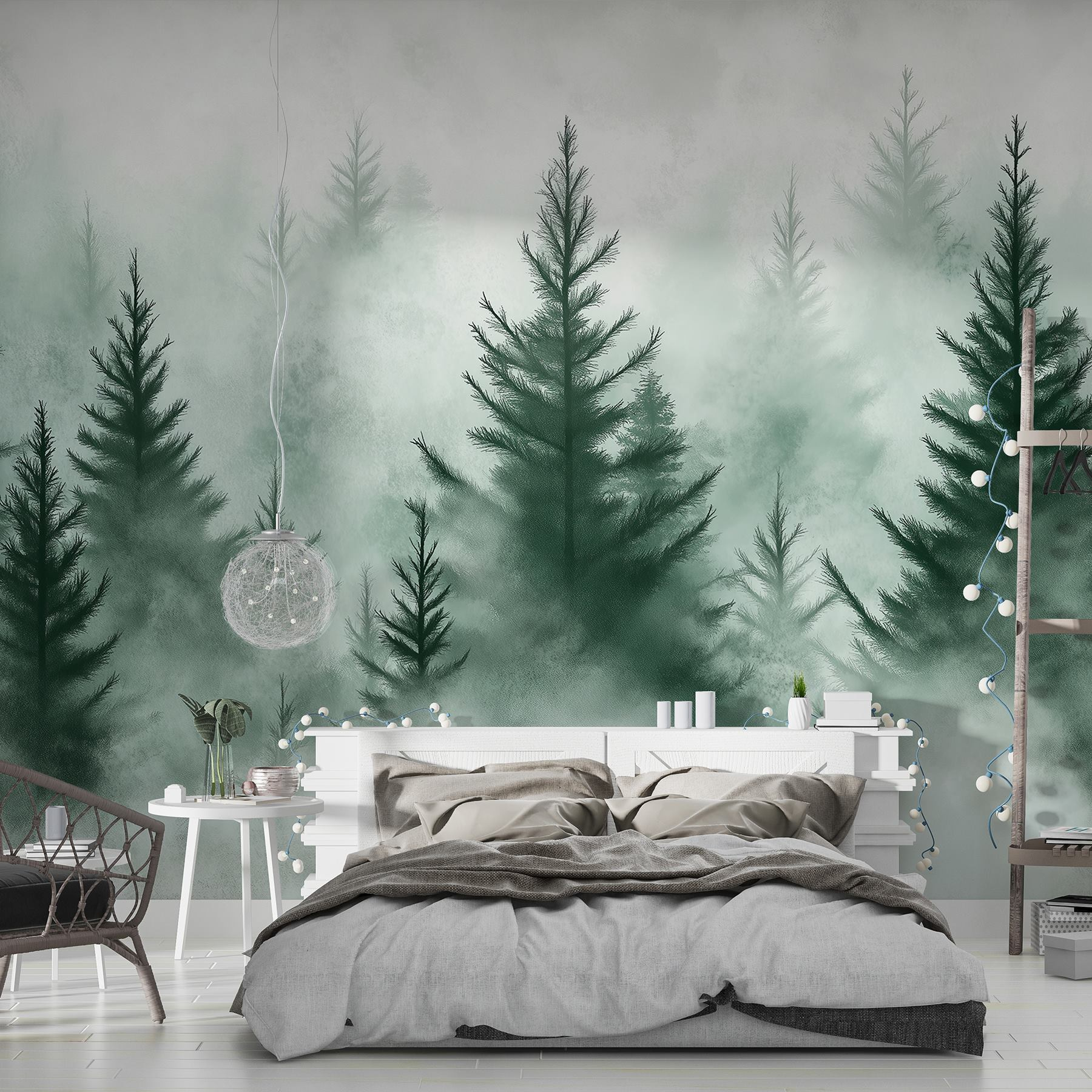 Group of trees in the fog